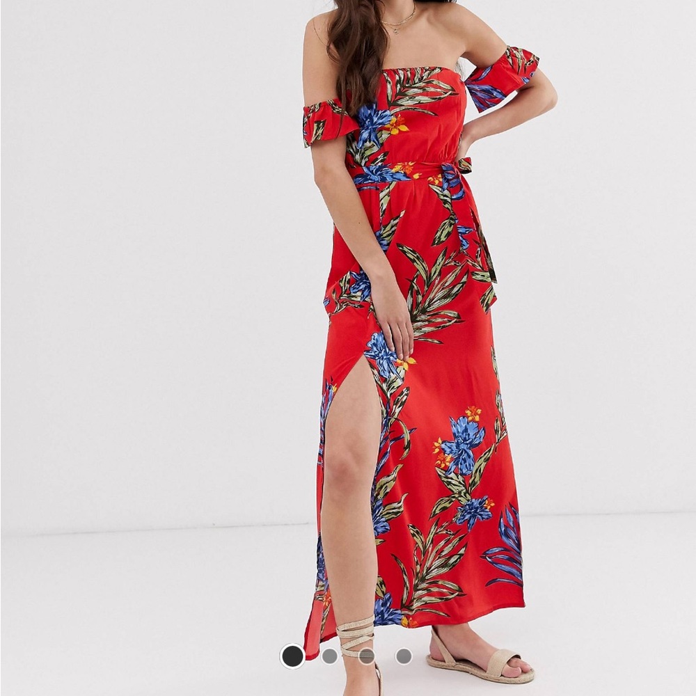 Floral Print Off Shoulder Maxi Dress